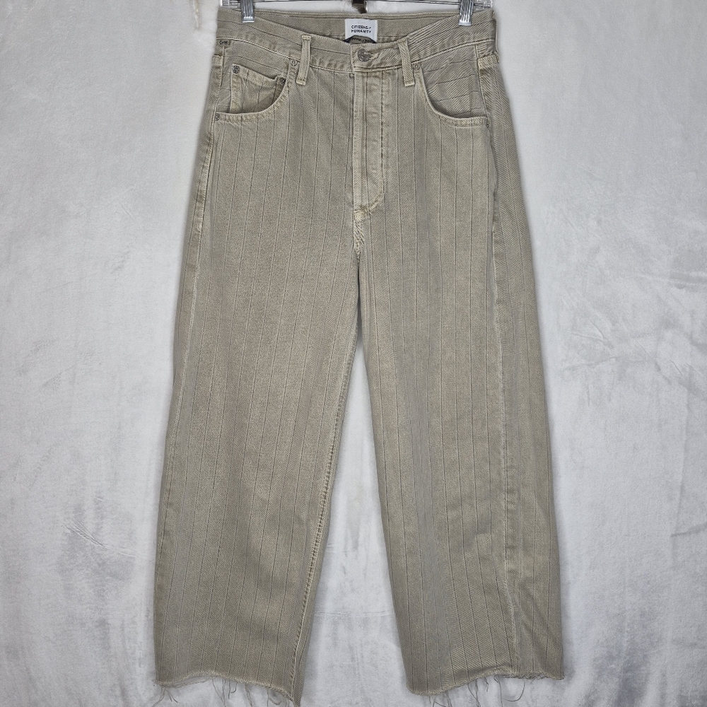 Citizen of Humanity Beige Cropped‎ Wide-Leg Stripe Jeans Size 26